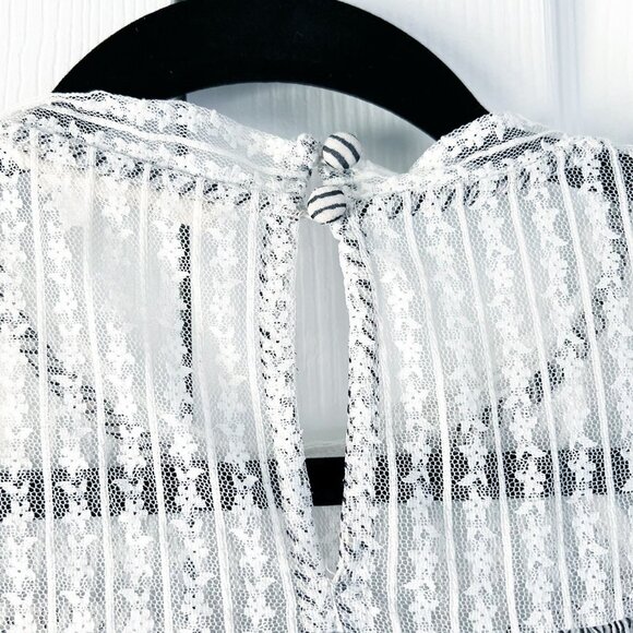 Anthropologie Floreat Black White Lace Trim Blouse Women's Size Small S - Picture 8 of 8